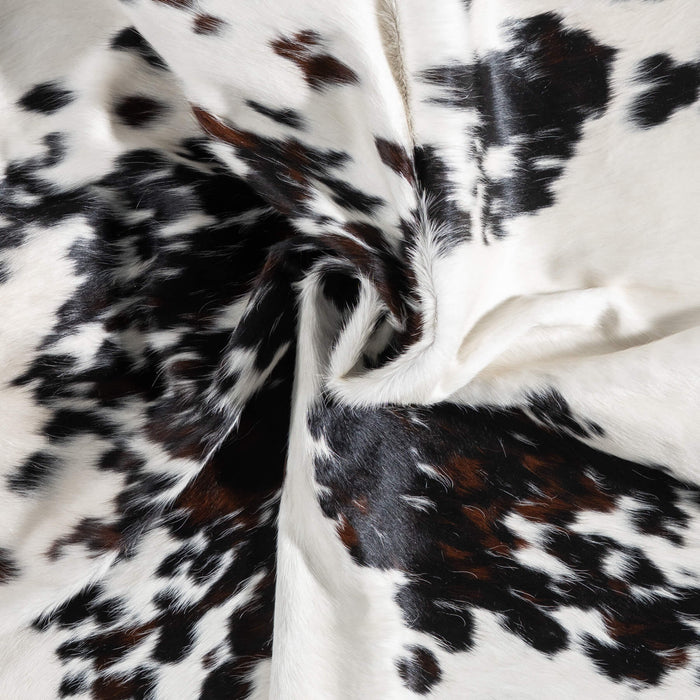 White Tricolor Cowhide Rug Size 7'2" L x 6'7" W 9441