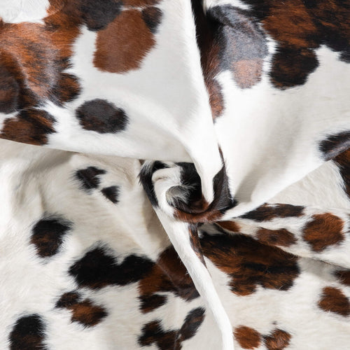 White Tricolor Cowhide Rug Size 7'6" L x 6'6" W 9443