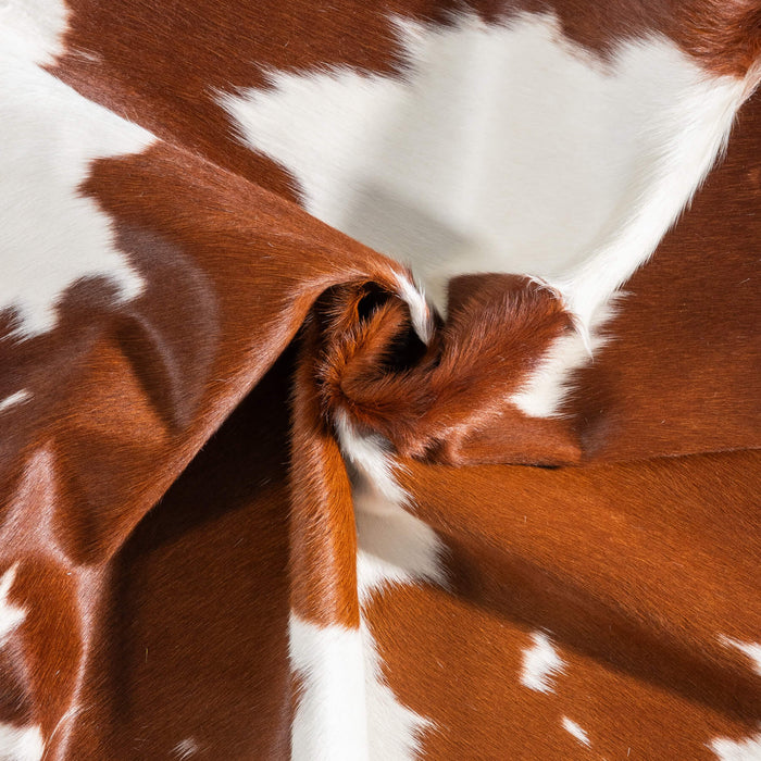 Brown and White Cowhide Rug Size 6'7" L x 6'9" W 9449