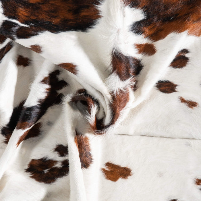 White Tricolor Cowhide Rug Size 7'5" L x 7'1" W 9454