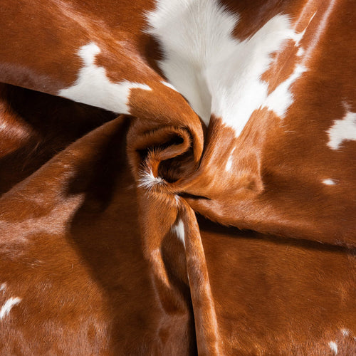 Brown and White Cowhide Rug Size 6'9" L x 6'5" W 9455