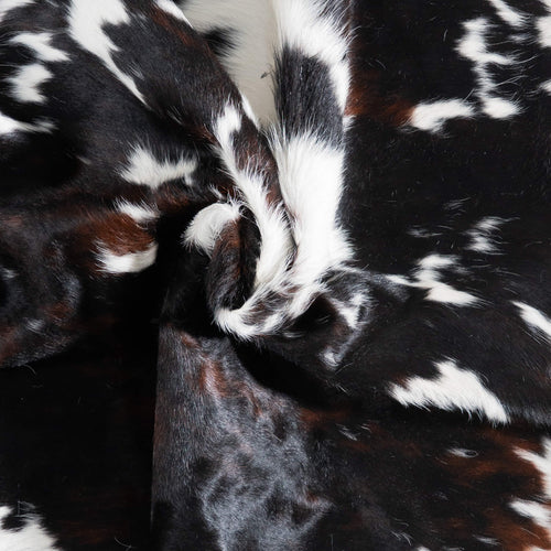 White Tricolor Cowhide Rug Size 6'7" L x 5'7" W 9471
