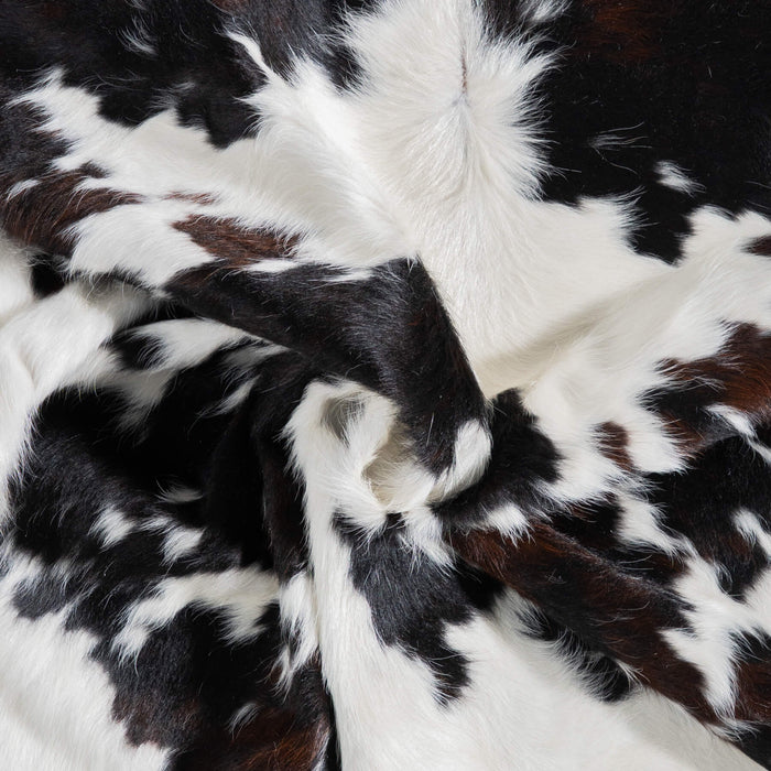 White Tricolor Cowhide Rug Size 7'0" L x 6'2" W 9473