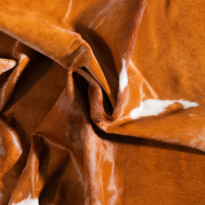 Brown and White Cowhide Rug Size 7'9" L x 6'9" W 9479