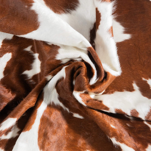 Brown and White Cowhide Rug Size 6'8" L x 6'0" W 9489