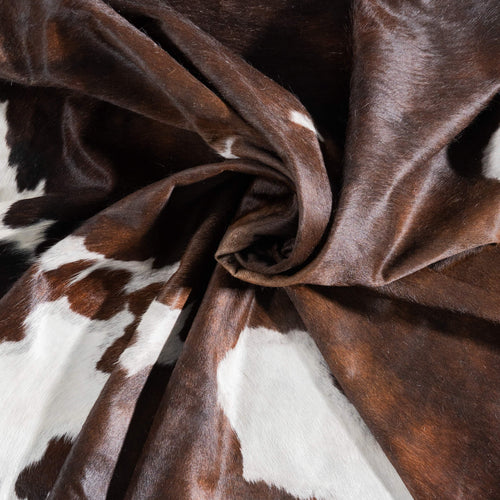 Chocolate and White Cowhide Rug Size 8'7" L x 7'7" W 9492