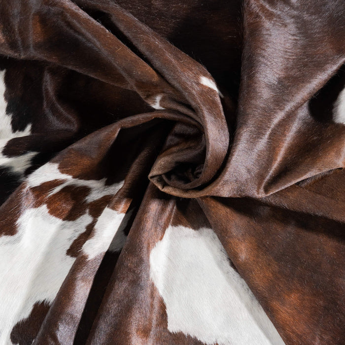 Chocolate and White Cowhide Rug Size 8'7" L x 7'7" W 9492