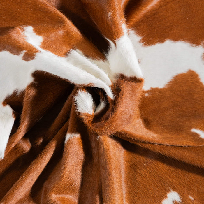 Brown and White Cowhide Rug Size 7'4" L x 7'1" W 9493