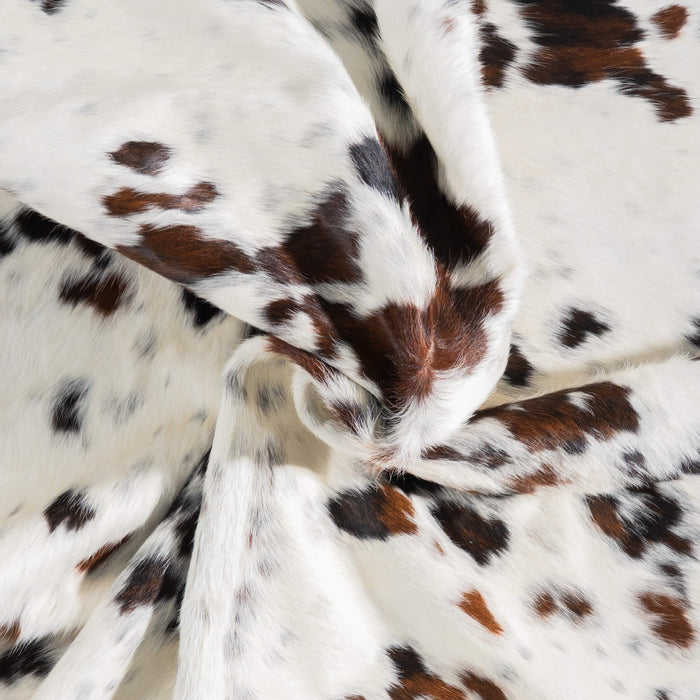 White Tricolor Cowhide Rug Size 7'2" L x 6'11" W 9495