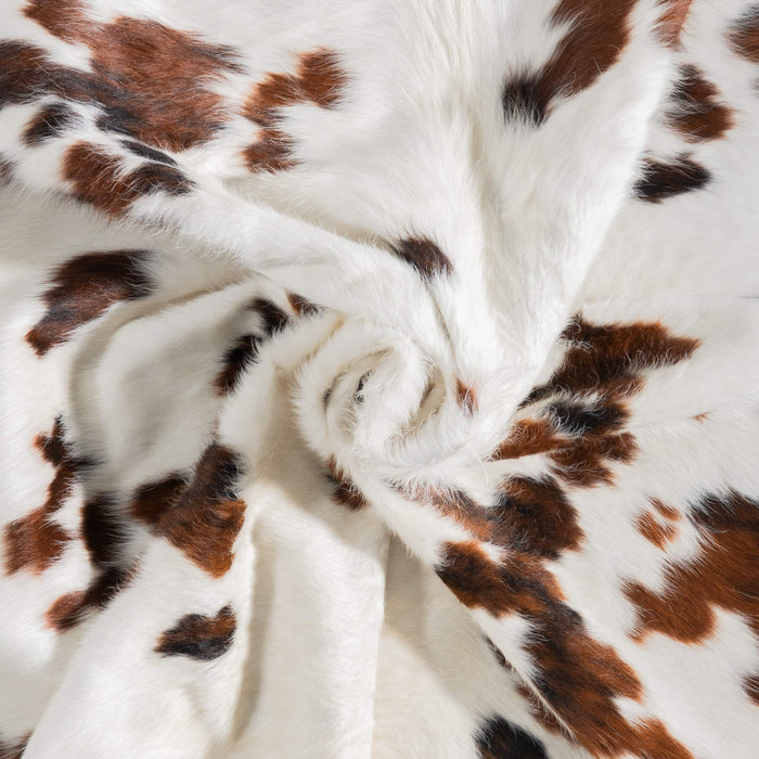 White Tricolor Cowhide Rug Size 7'2" L x 6'6" W 9496