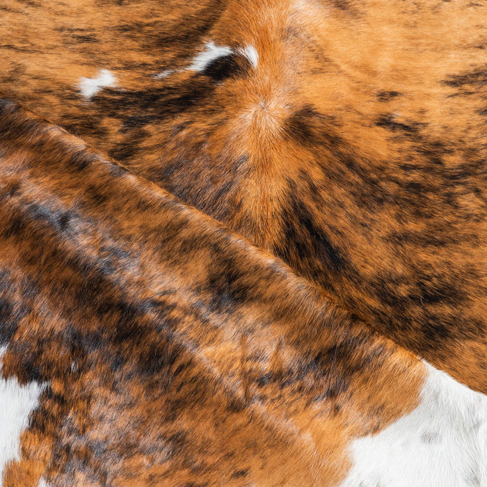 Tricolor Brindle Mix Cowhide Rug Size 8'3" L x 7'8" W 9500