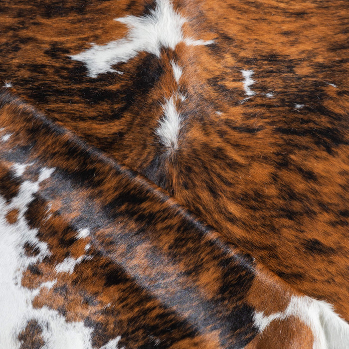Tricolor Brindle Mix Cowhide Rug Size 7'3" L x 6'5" W 9502