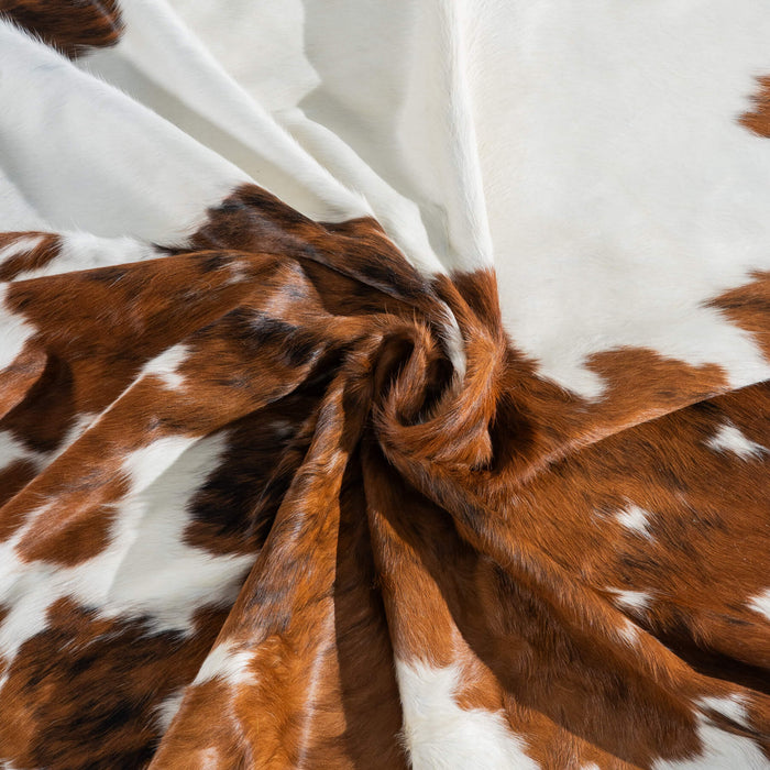White Tricolor Cowhide Rug Size 7'11" L x 7'1" W 9504
