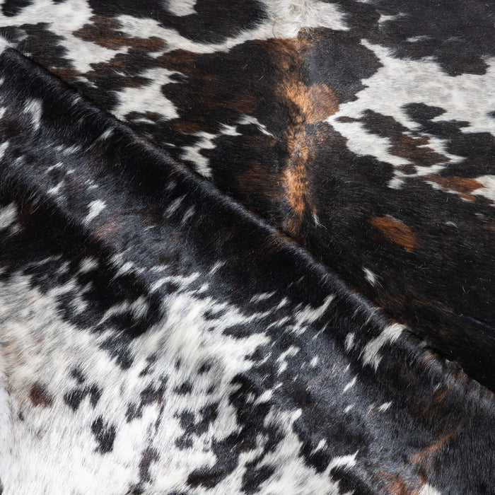 Dark Tricolor Cowhide Rug Size 7'11" L x 7'1" W 9509