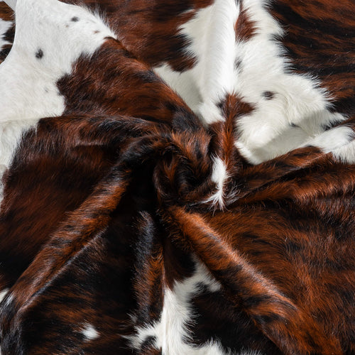 Tricolor Brindle Mix Cowhide Rug Size 7'4" L x 6'8" W 9514