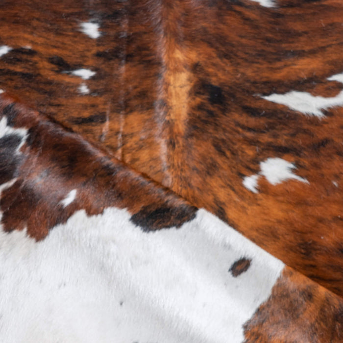 Tricolor Brindle Mix Cowhide Rug Size 7'9" L x 6'11" W 9528