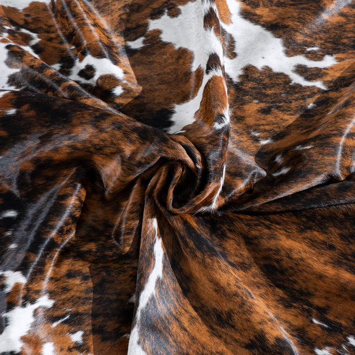Tricolor Brindle Mix Cowhide Rug Size 7'4" L x 6'9" W 9533