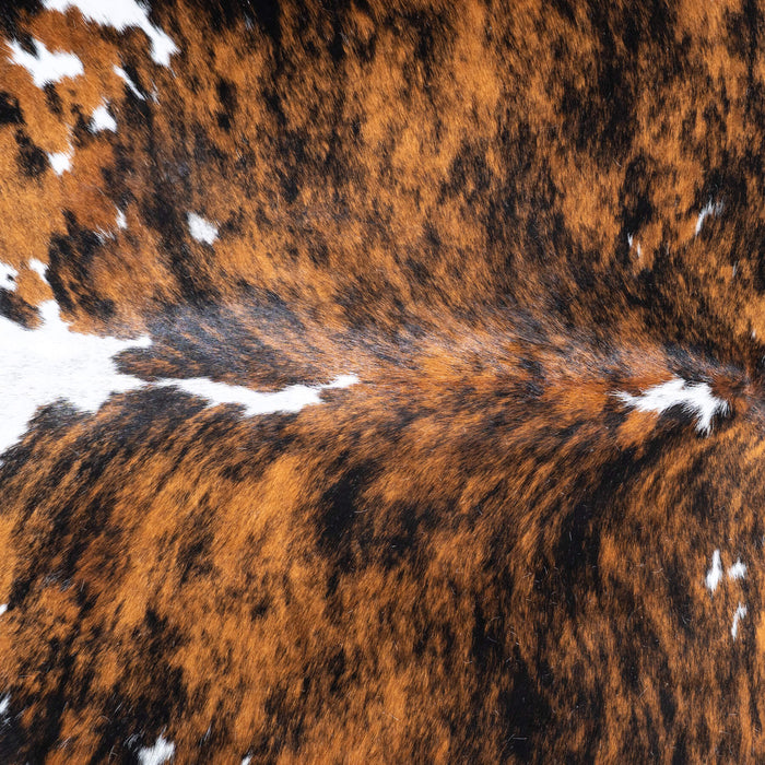 Tricolor Brindle Mix Cowhide Rug Size 7'4" L x 6'9" W 9533