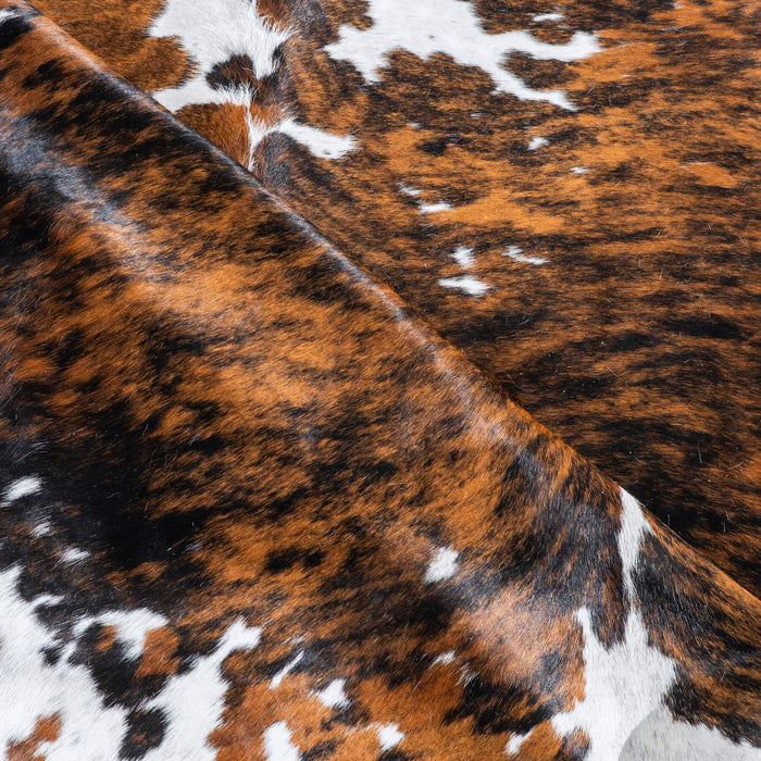 Tricolor Brindle Mix Cowhide Rug Size 7'4" L x 6'9" W 9533