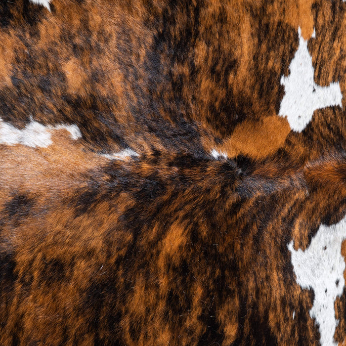 Tricolor Brindle Mix Cowhide Rug Size 7'7" L x 6'11" W 9536