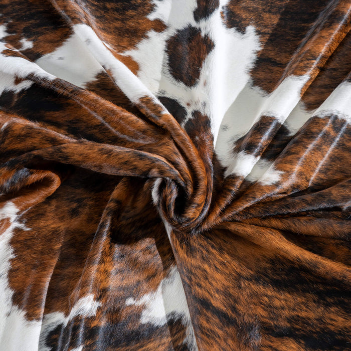Tricolor Brindle Mix Cowhide Rug Size 8'3" L x 7'0" W 9539