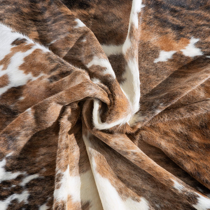 Tricolor Brindle Mix Cowhide Rug Size 7'8" L x 7'4" W 9540