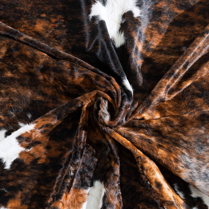 Tricolor Brindle Mix Cowhide Rug Size 7'9" L x 7'0" W 9541