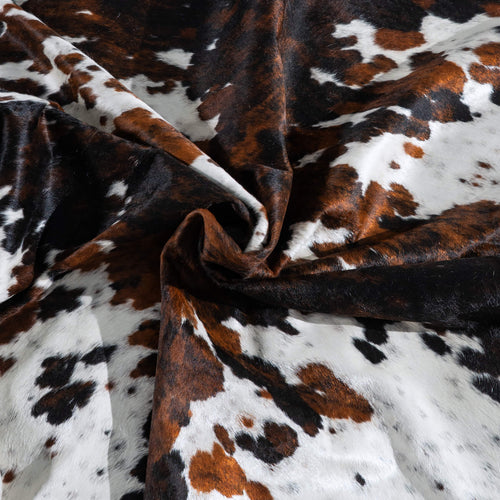 White Tricolor Cowhide Rug Size 8'8" L x 7'3" W 9546
