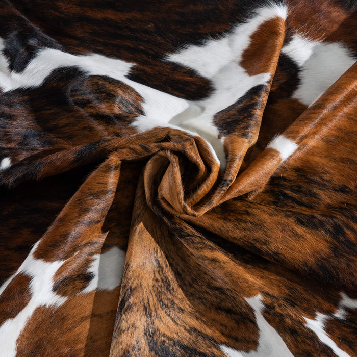 Tricolor Brindle Mix Cowhide Rug Size 7'3" L x 6'11" W 9547