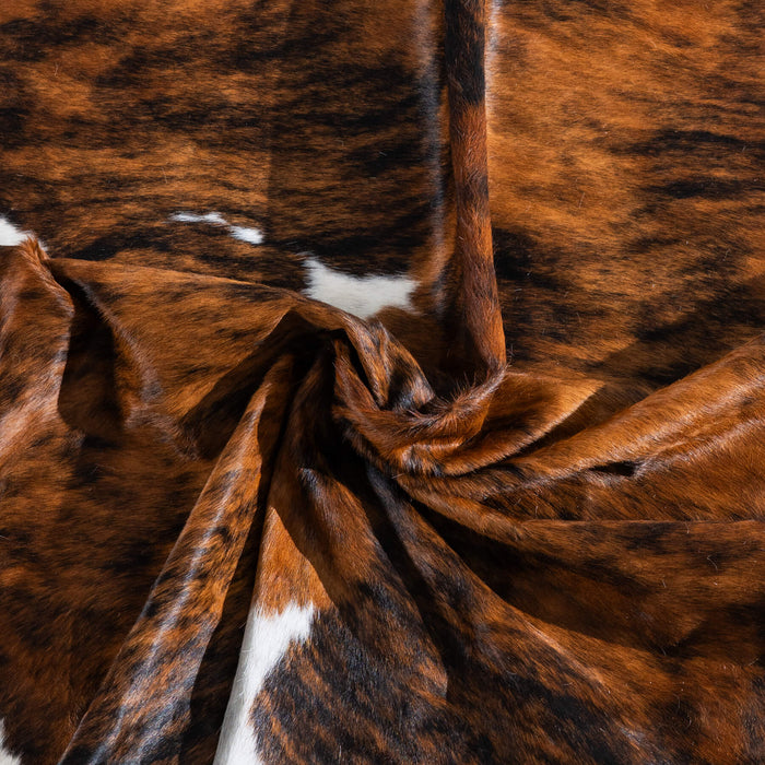 Tricolor Brindle Mix Cowhide Rug Size 6'11" L x 6'5" W 9550