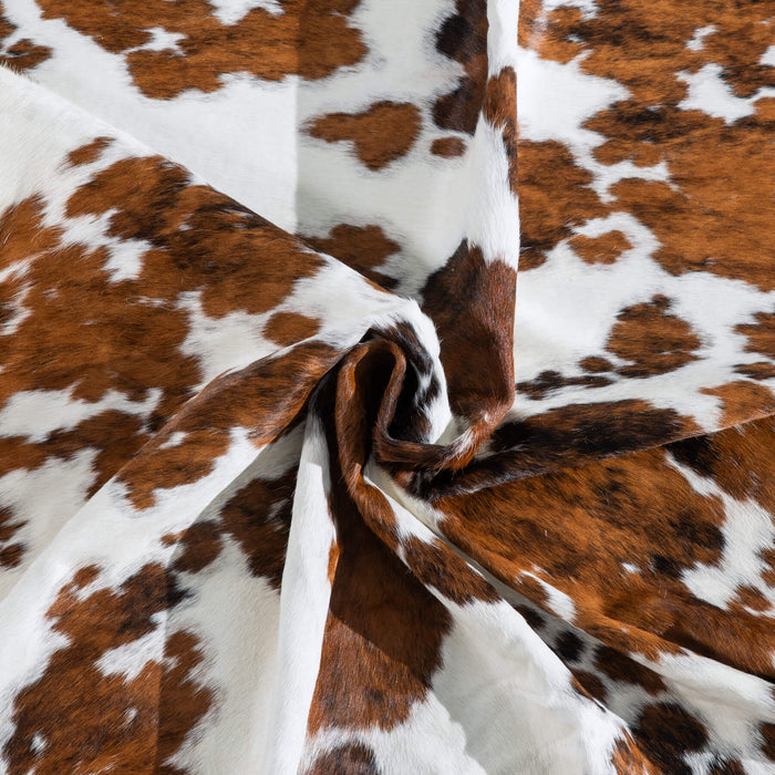 White Tricolor Cowhide Rug Size 7'10" L x 7'2" W 9552