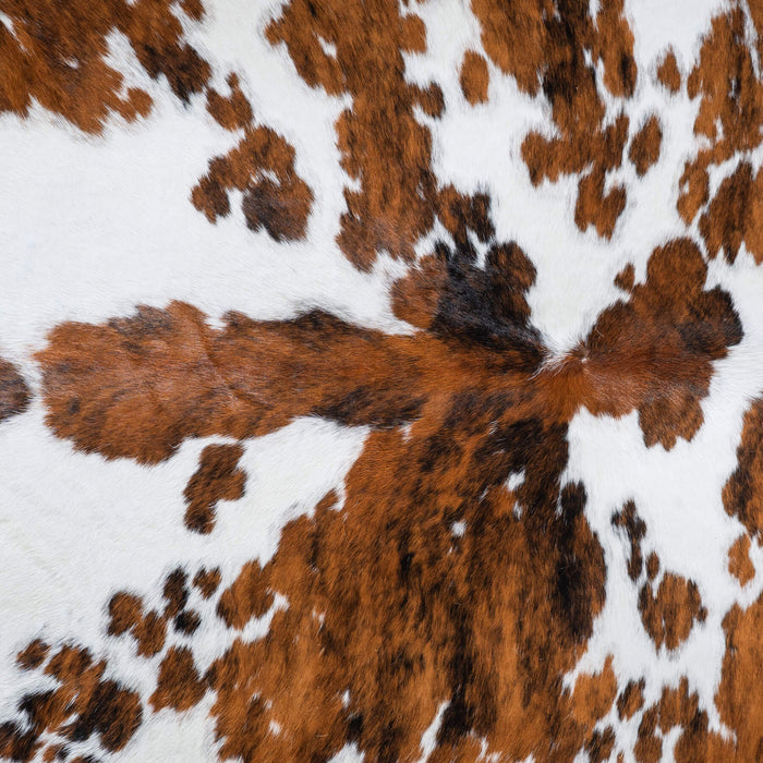 White Tricolor Cowhide Rug Size 7'10" L x 7'2" W 9552