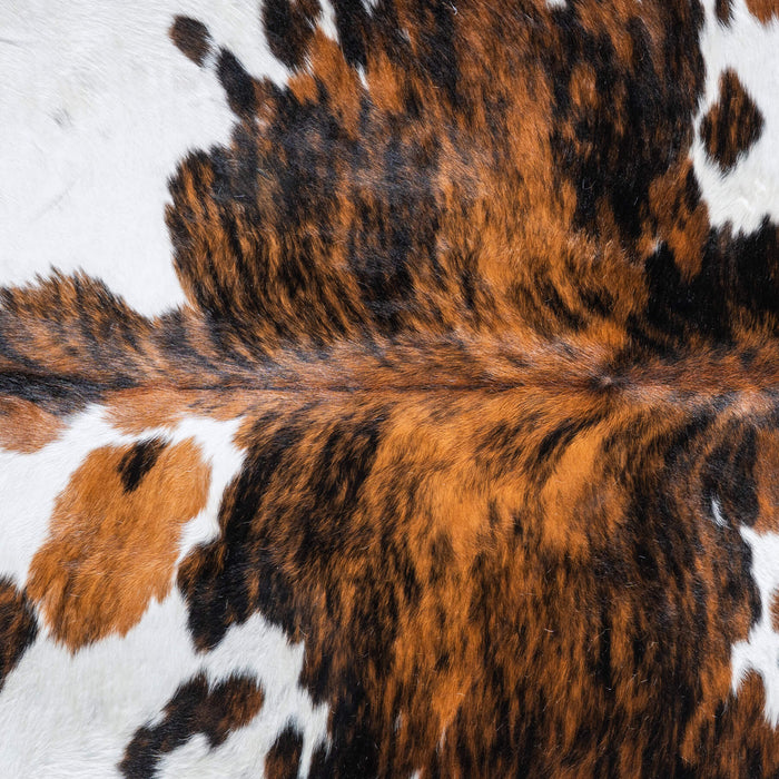 Tricolor Brindle Mix Cowhide Rug Size 6'8" L x 5'11" W 9555