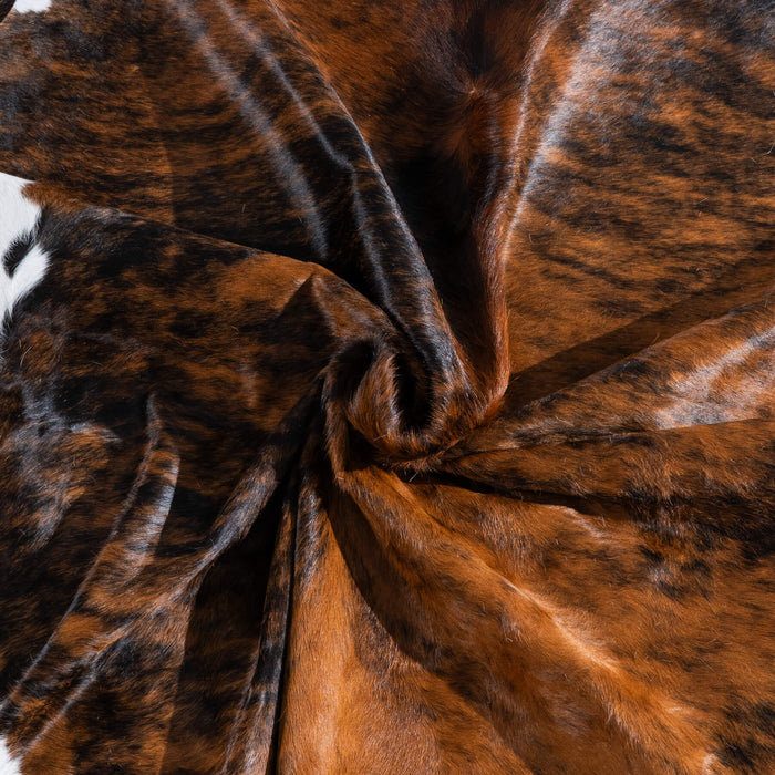 Tricolor Brindle Mix Cowhide Rug Size 7'8" L x 6'4" W 9556