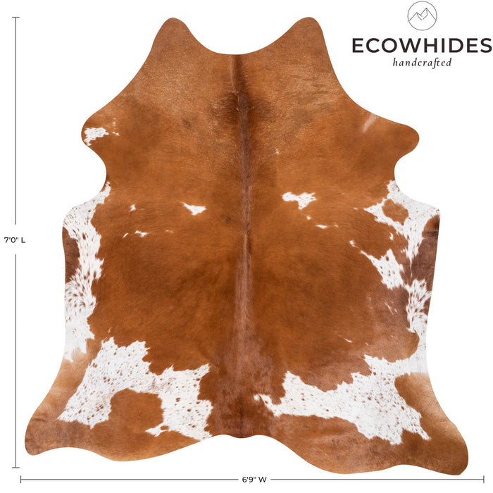 Brazilian Brown and White Cowhide Rug Size 7'0" L x 6'9" W 9557