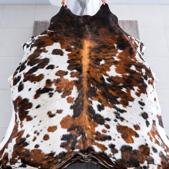 Tricolor Cowhide Rug Size 7'6" L x 6'8" W 9559