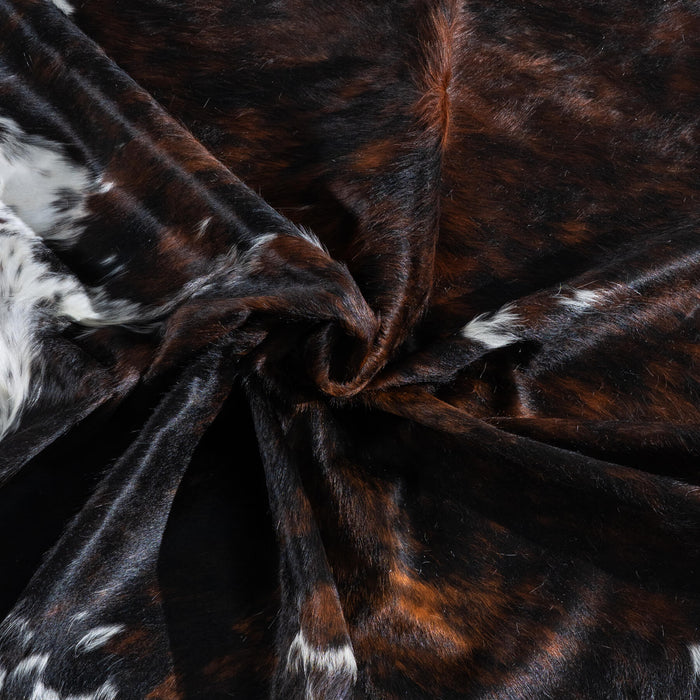 Tricolor Brindle Mix Cowhide Rug Size 7'3" L x 6'4" W 9564