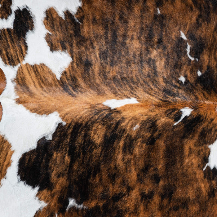 Tricolor Brindle Mix Cowhide Rug Size 6'7" L x 6'3" W 9571