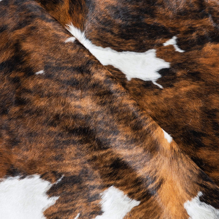 Tricolor Brindle Mix Cowhide Rug Size 6'7" L x 6'3" W 9571