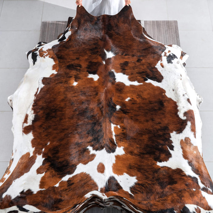 Tricolor Cowhide Rug Size 6'10" L x 6'8" W 9575
