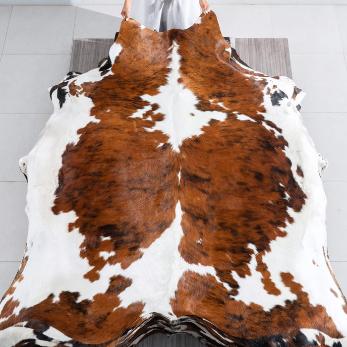 Tricolor Cowhide Rug Size 7'1" L x 6'8" W 9576