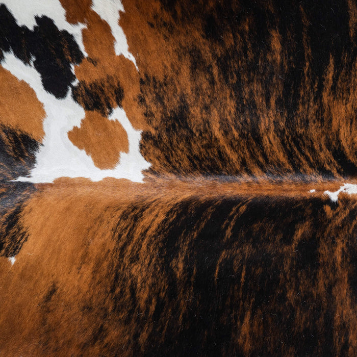 Tricolor Brindle Mix Cowhide Rug Size 7'10" L x 6'10" W 9578