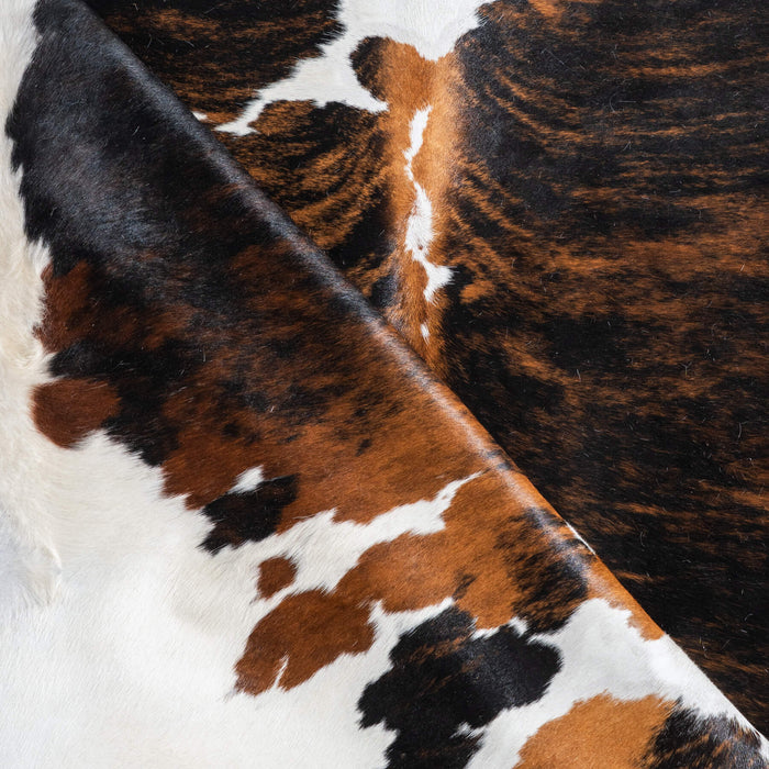 Tricolor Brindle Mix Cowhide Rug Size 7'10" L x 6'10" W 9578