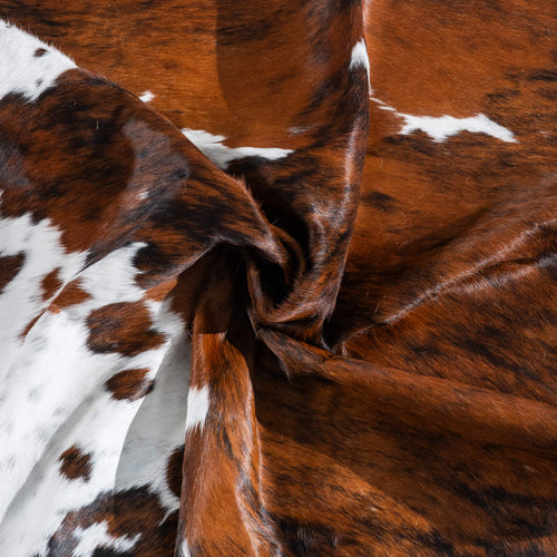 Tricolor Brindle Mix Cowhide Rug Size 7'2" L x 6'7" W 9580