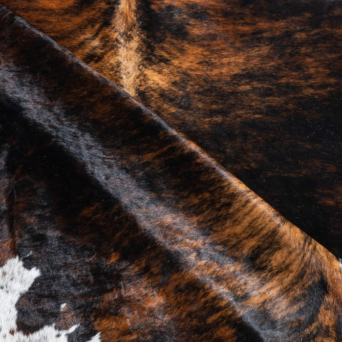 Tricolor Brindle Mix Cowhide Rug Size 8'4" L x 7'2" W 9581