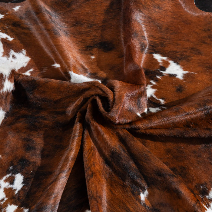 Tricolor Brindle Mix Cowhide Rug Size 6'11" L x 5'8" W 9582