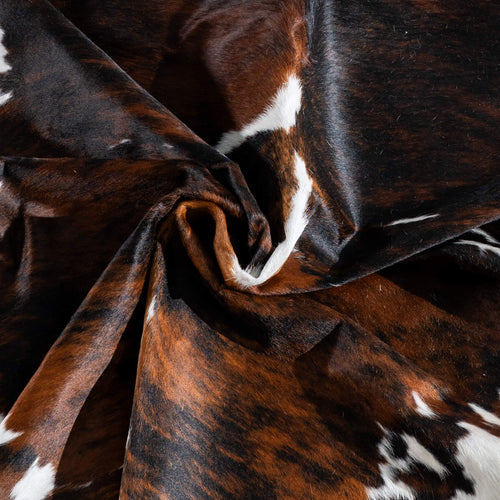 Tricolor Brindle Mix Cowhide Rug Size 6'11" L x 6'4" W 9583