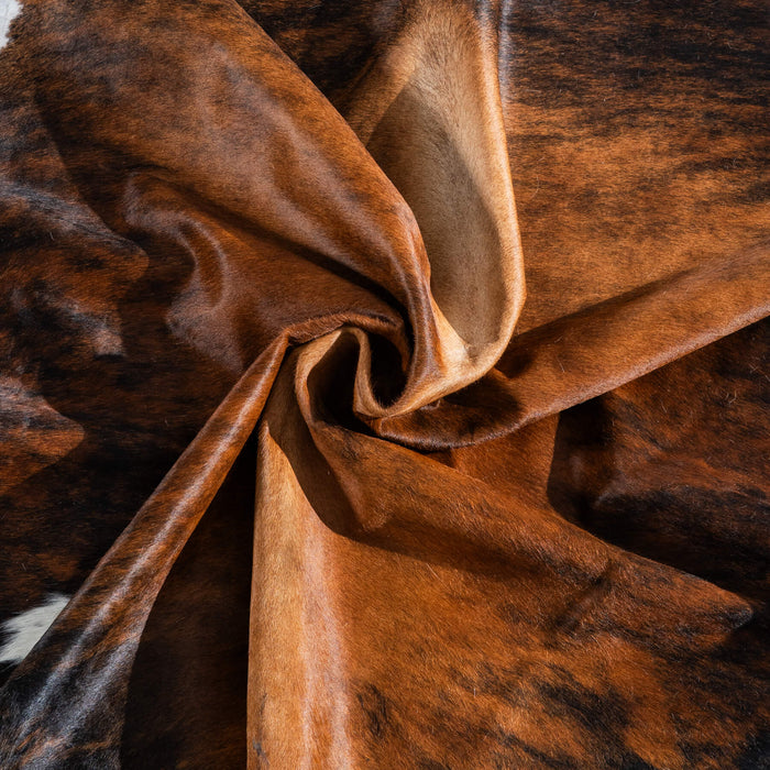 Tricolor Brindle Mix Cowhide Rug Size 7'9" L x 6'10" W 9589