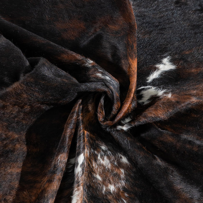 Tricolor Brindle Mix Cowhide Rug Size 6'9" L x 6'2" W 9590