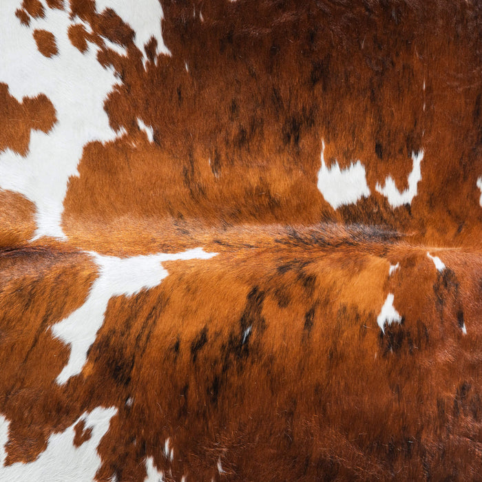 Tricolor Brindle Mix Cowhide Rug Size 7'6" L x 6'8" W 9592